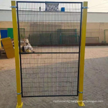 Yellow Color Welded Workshop Metal Fence Warehouse Metal Frame fence and gates with wheels Portable and movealble